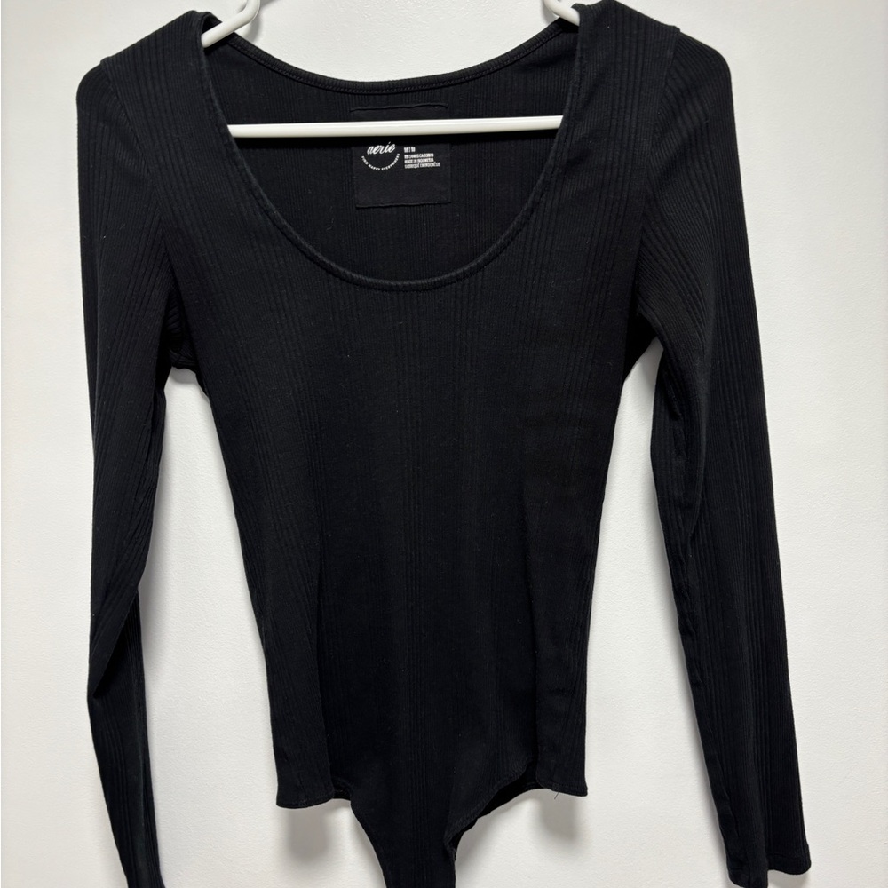 Aerie Classic Black Ribbed Bodysuit